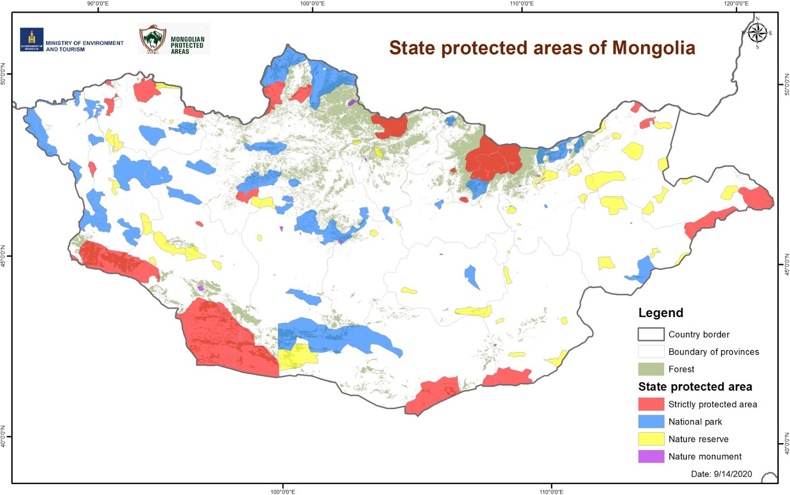 Map of Mongolia's Protected Areas